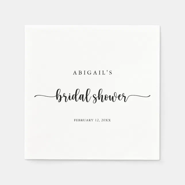 Minimalist Calligraphy Bridal Shower Napkins Zazzle