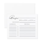 Minimalist Calligraphy Bridal Shower Recipe Card