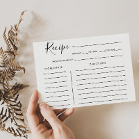Minimalist Calligraphy Bridal Shower Recipe Card
