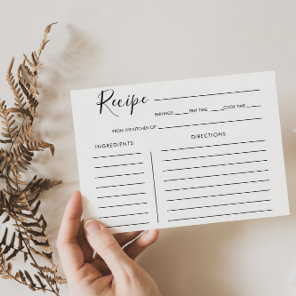 Minimalist Calligraphy Bridal Shower Recipe Card