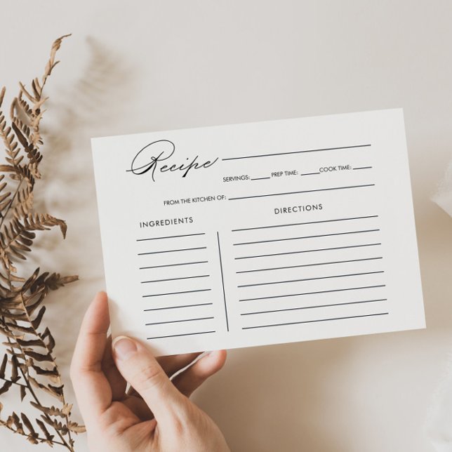 Minimalist Calligraphy Bridal Shower Recipe Card (Creator Uploaded)