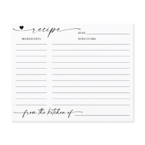 Minimalist Calligraphy Bridal Shower Recipe Card