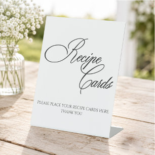 Minimalist Calligraphy Bridal Shower Recipe Card Pedestal Sign