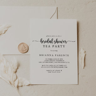 Minimalist Calligraphy Bridal Shower Tea Party Invitation