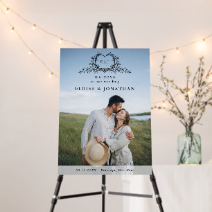 Minimalist Calligraphy Chic Photo Wedding Welcome Foam Board