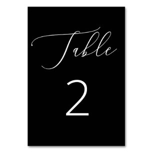 Minimalist Calligraphy   Classic Black Wedding Table Number