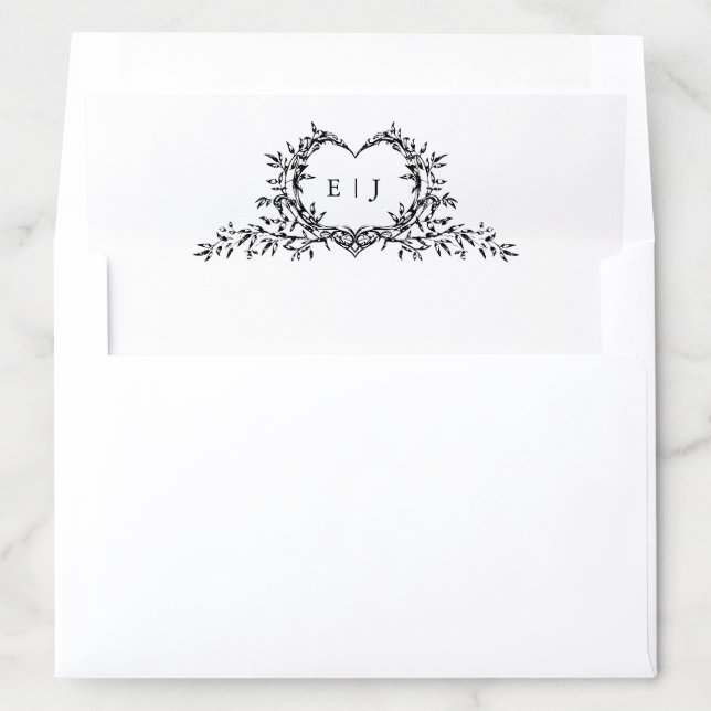 Minimalist Calligraphy Crest monogram Wedding Envelope Liner (In Envelope)