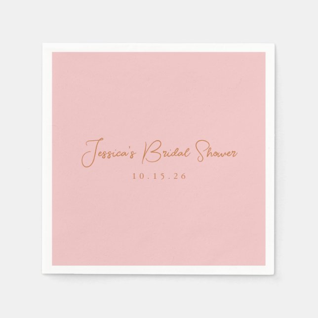 Minimalist Calligraphy Cute Pink Bridal Shower  Napkins (Front)