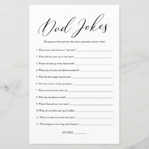Minimalist Calligraphy Dad Jokes Baby Shower Game