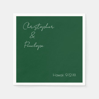 Minimalist Calligraphy Dark Emerald Wedding    Napkins