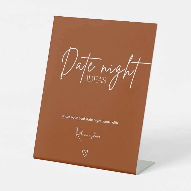 Minimalist Calligraphy Date Night Ideas Sign (Front)