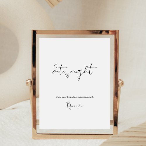 Minimalist Calligraphy Date Night Ideas Sign