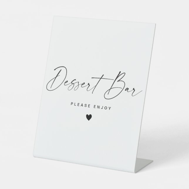 Minimalist Calligraphy Dessert Bar Wedding Pedestal Sign (Front)