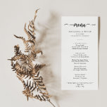 Minimalist Calligraphy Dinner Menu<br><div class="desc">This minimalist calligraphy dinner menu card is perfect for a rustic wedding. The simple and elegant design features classic and fancy script typography in black and white.
This menu can be used for a wedding reception,  rehearsal dinner,  bridal shower or any event.</div>