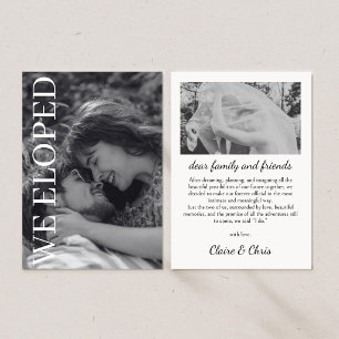 Minimalist Calligraphy Elopement Wedding Photos Announcement