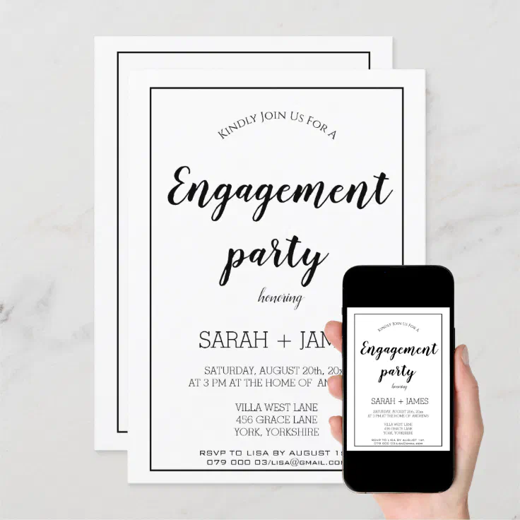 Minimalist Calligraphy Engagement Invitation | Zazzle