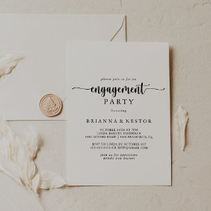 Minimalist Calligraphy Engagement Party Invitation