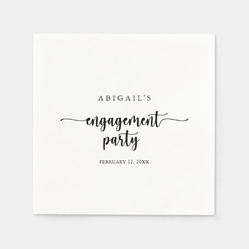 Minimalist Calligraphy Engagement Party Napkins