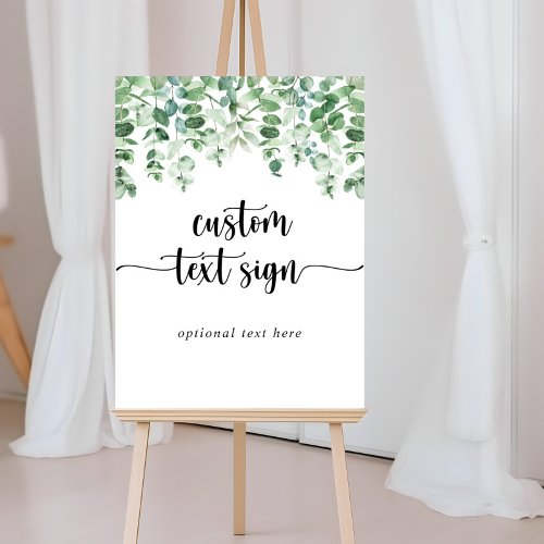 Minimalist Calligraphy Eucalyptus Custom Text Sign