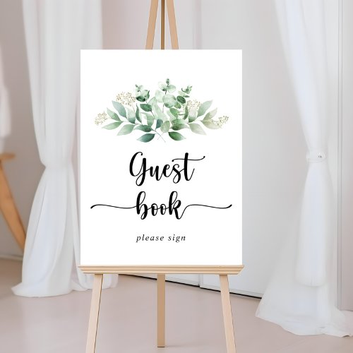 Minimalist Calligraphy Eucalyptus Guest Book Sign