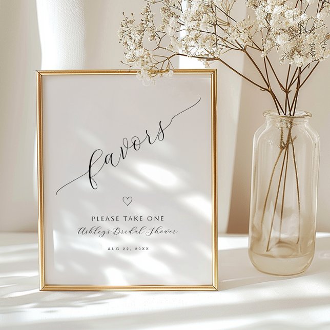 Minimalist Calligraphy Favors Sign | Bridal Shower (Tabletop Party Sign)