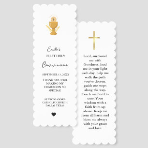 Minimalist Calligraphy First Holy Communion Prayer Bookmarks
