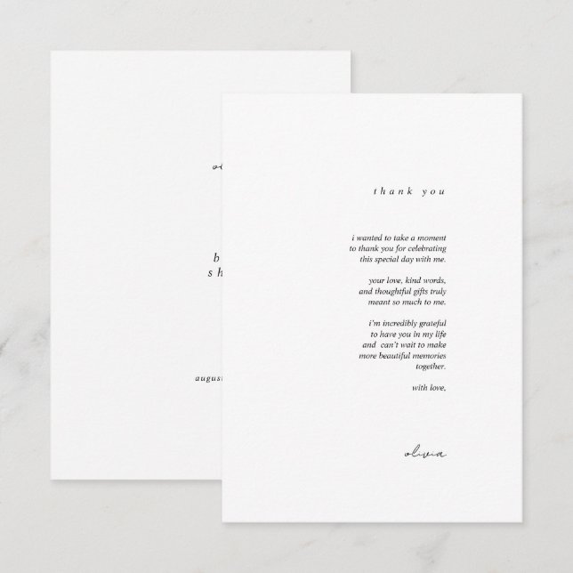 Minimalist Calligraphy Flat Thank You Card (Front/Back)