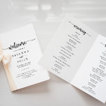 Minimalist Calligraphy Folded Wedding Program<br><div class="desc">This minimalist calligraphy folded wedding program is perfect for a rustic wedding. The simple and elegant design features classic and fancy script typography in black and white. Include a quote or short message,  order of service,  wedding party and thank you message.</div>