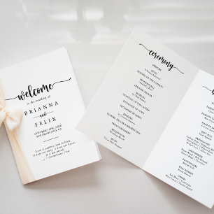 Minimalist Calligraphy Folded Wedding Program