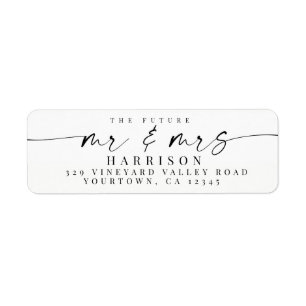 Minimalist Calligraphy Future Mr and Mrs Return Label