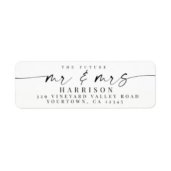 Minimalist Calligraphy Future Mr And Mrs Return Label by autumnandpine at Zazzle