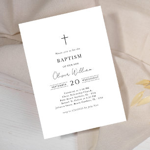 Minimalist Calligraphy Gender Neutral Baptism Invitation