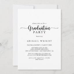 Minimalist Calligraphy Graduation Party Invitation | Zazzle