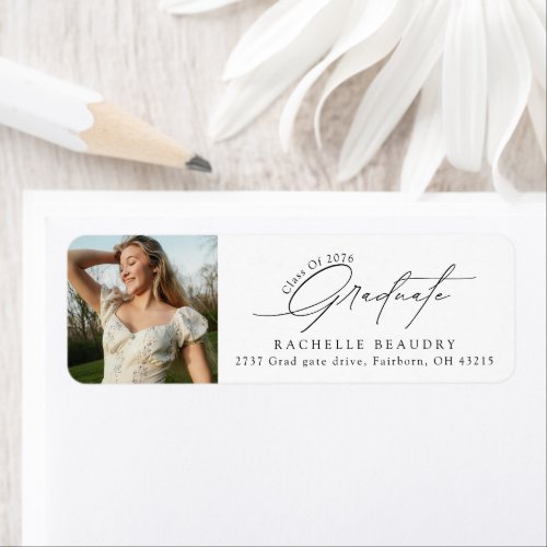 Minimalist Calligraphy Graduation Photo Address Label