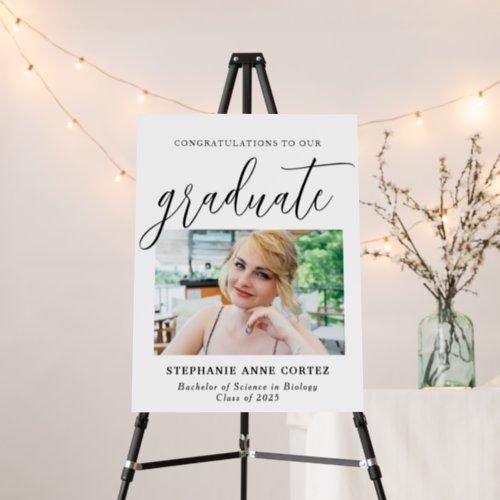 Minimalist Calligraphy Graduation Photo Foam Board