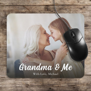 Minimalist Calligraphy Grandma Photo Mouse Pad Kee