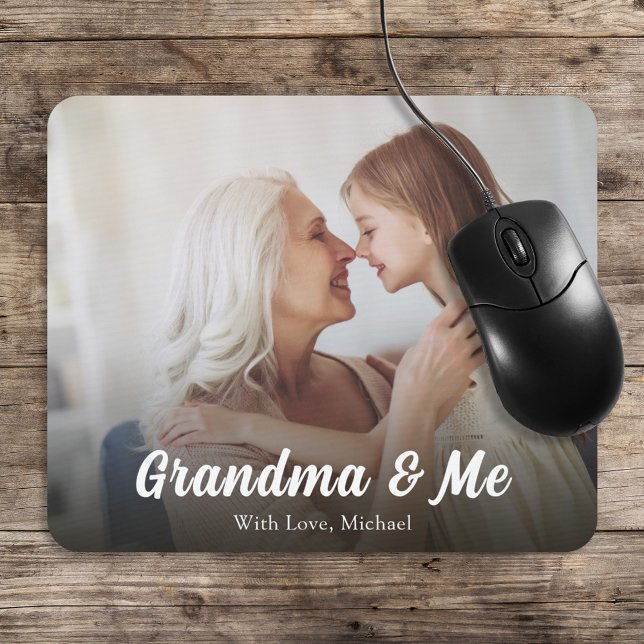Minimalist Calligraphy Grandma Photo Mouse Pad Kee (Creator Uploaded)