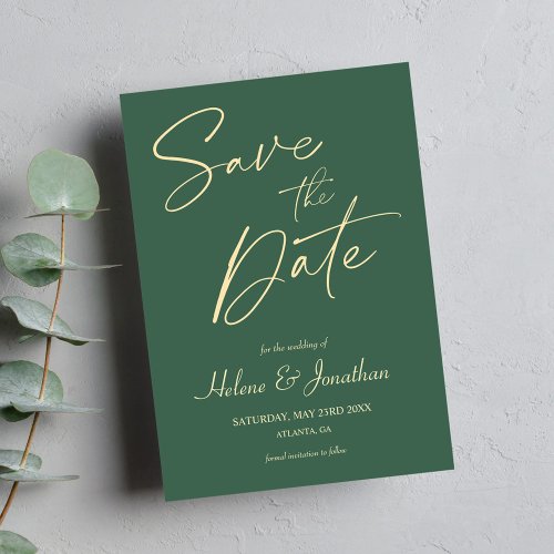 Minimalist Calligraphy Green Elegant Wedding Save The Date