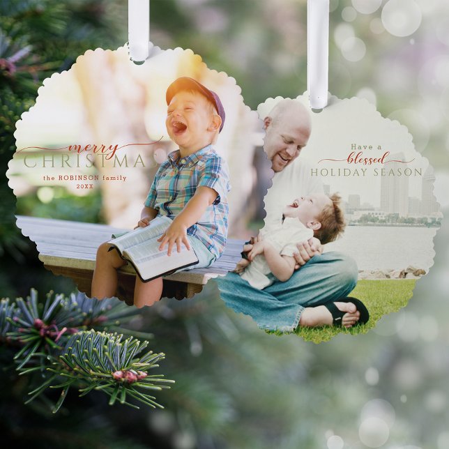 Minimalist Calligraphy Greeting & Photo Ornament Card (Creator Uploaded)