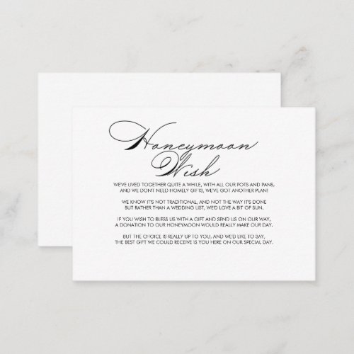 Minimalist Calligraphy Honeymoon Wish  Enclosure Card