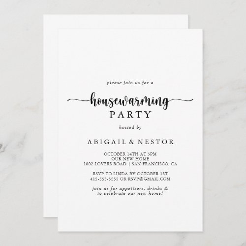 Minimalist Calligraphy Housewarming Party  Invitation