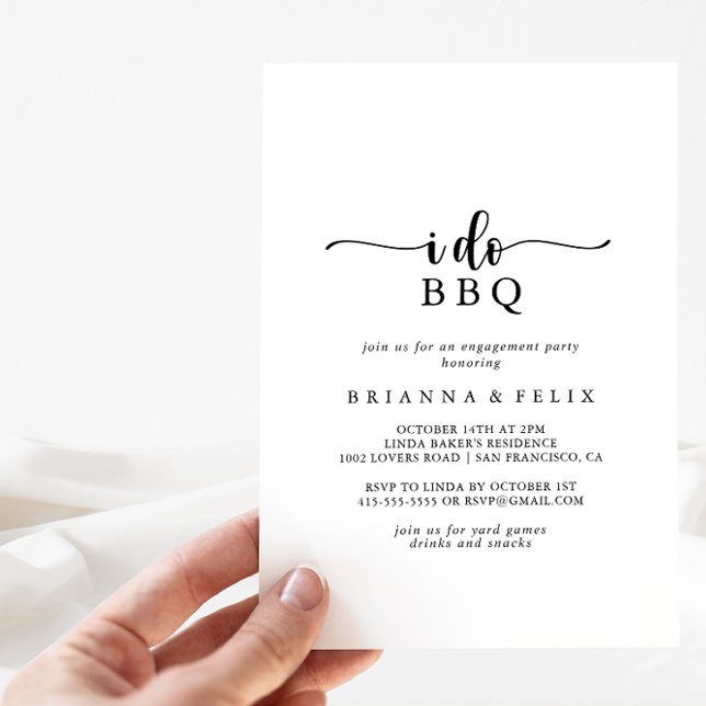 Minimalist Calligraphy I Do BBQ Engagement Party  Invitation (Creator Uploaded)
