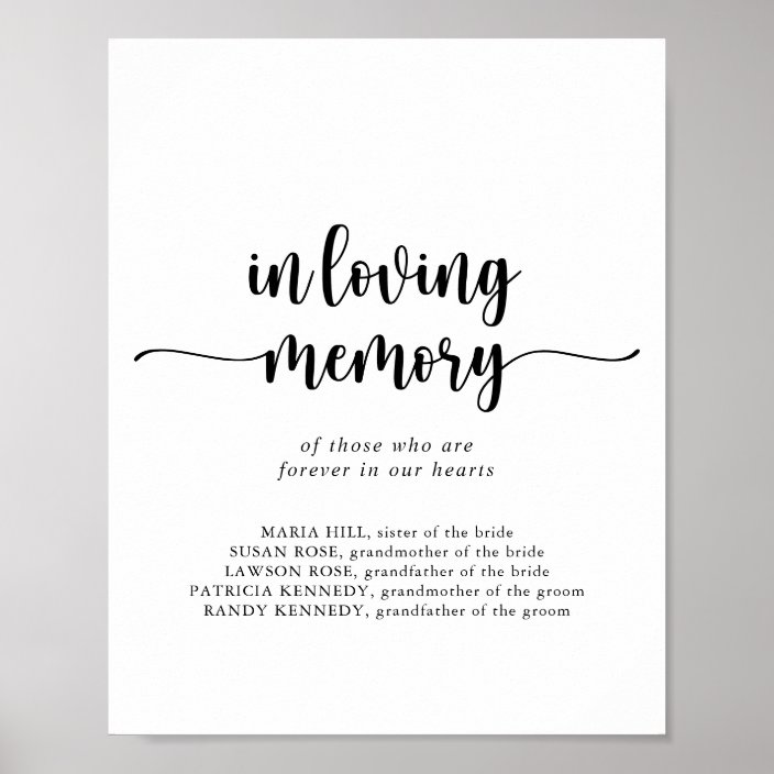 Minimalist Calligraphy In Loving Memory Sign