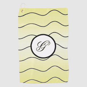 Minimalist Calligraphy Initial Subdued Yellow Golf Towel