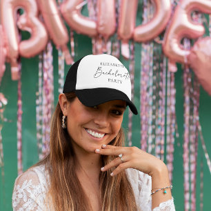 Minimalist Calligraphy Ink Bachelorette Party Trucker Hat