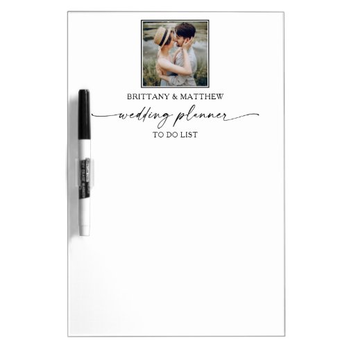 Minimalist Calligraphy Ink Photo Wedding Planner Dry Erase Board