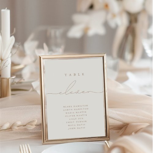 Minimalist Calligraphy Ivory Eleven Table Number