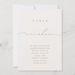 Minimalist Calligraphy Ivory Table Number