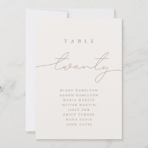 Minimalist Calligraphy Ivory Table Number