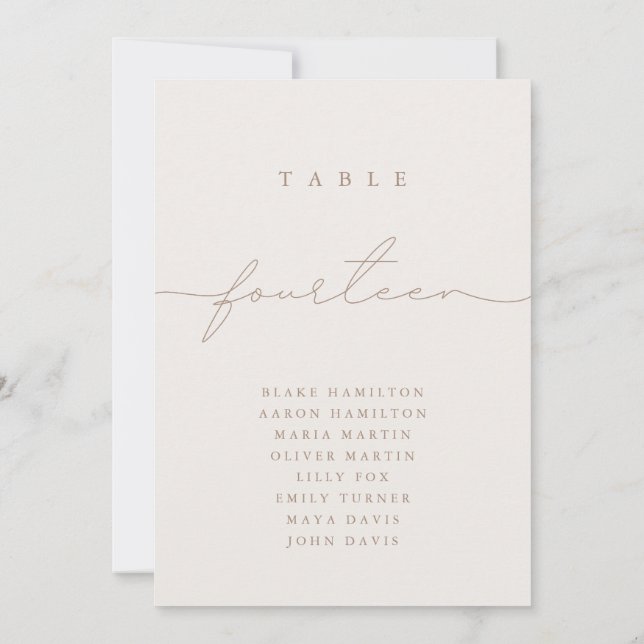 Minimalist Calligraphy Ivory Table Number (Back)